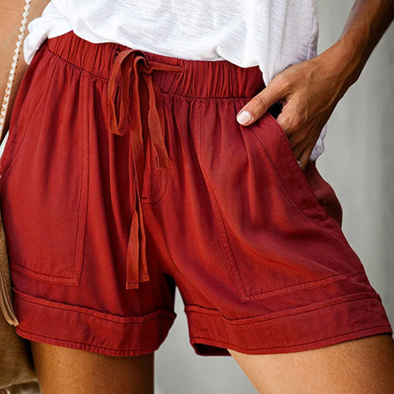 Шорты женские с широкими штанинами однотонные модные простые повседневные