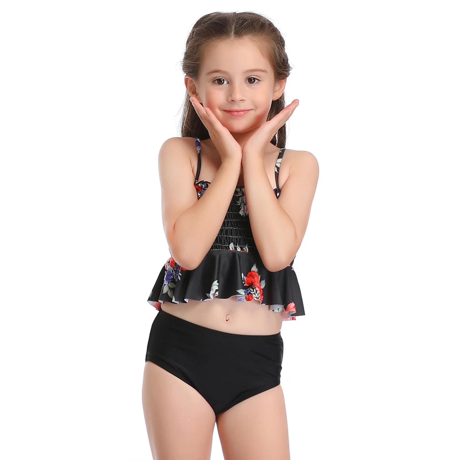 Летний комплект бикини для маленьких девочек из 2 предметов плиссированный