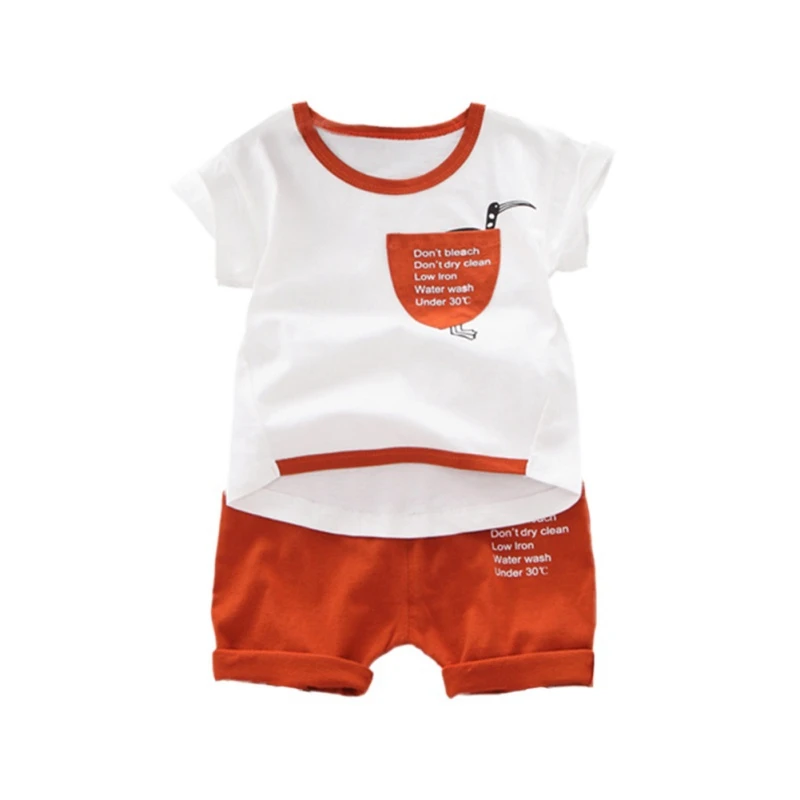 Летняя Повседневная хлопковая одежда для маленьких мальчиков с мультяшными