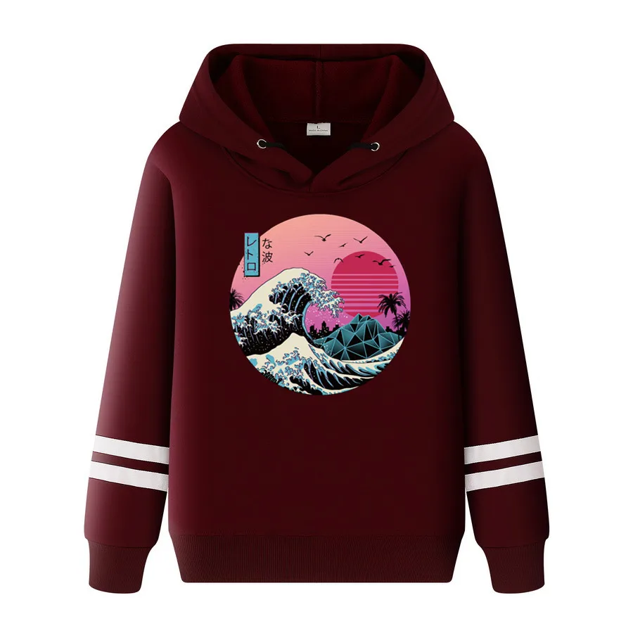 Толстовка Женская в стиле ретро Свитшот японском аниме пуловер Kanagawa вейпорвейв