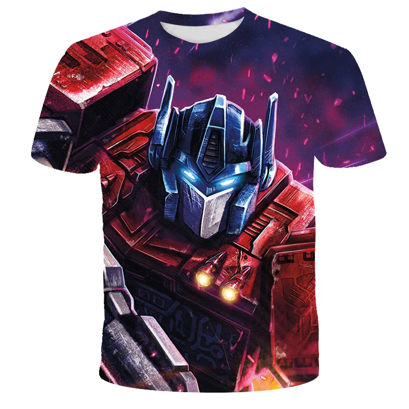 

2021 Summer Fashion New Products Animation Film Transformers 3D Printing Short Sleeve T-shirt Boys And Girls Funny T-shirt