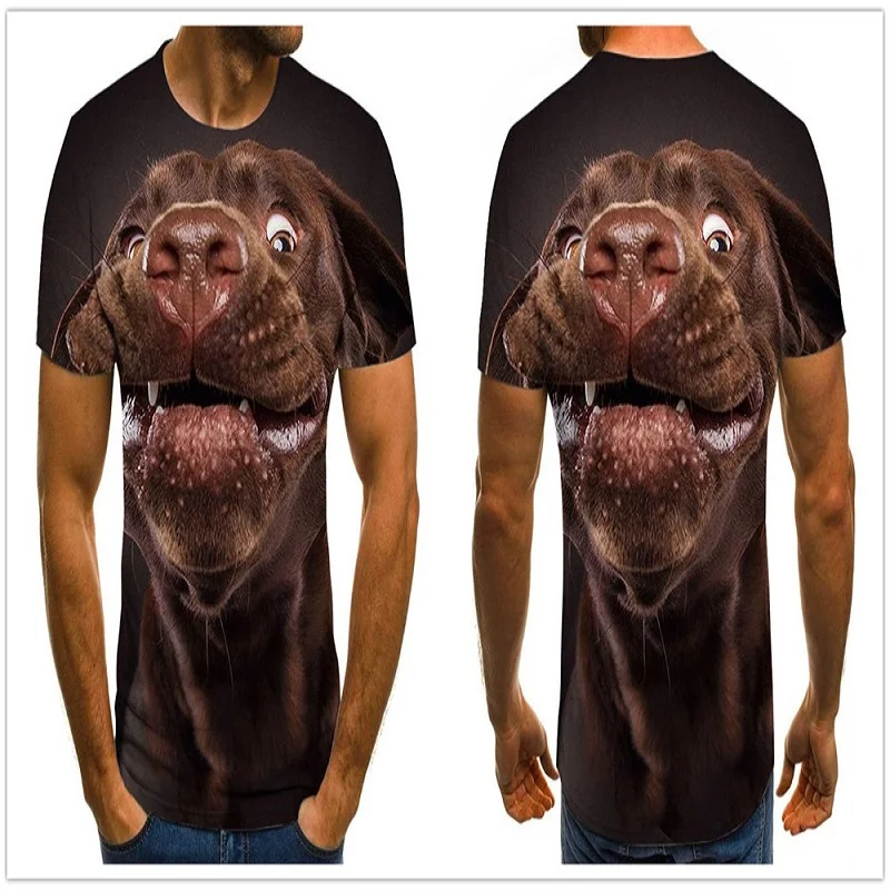 

Creative dog design 3DT shirt fashion beautiful casual three-way O-neck shirt plus size summer hot streetwear
