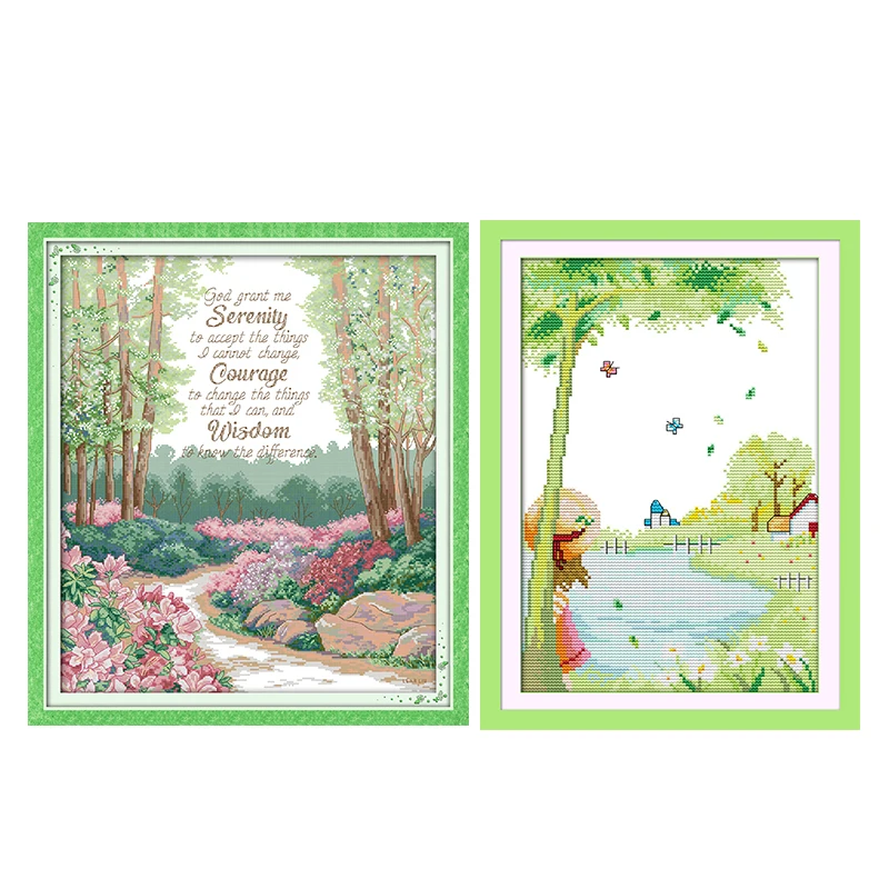 Летний Набор для вышивки крестиком с цветочным принтом и девушкой|dmc 14ct|counted cross