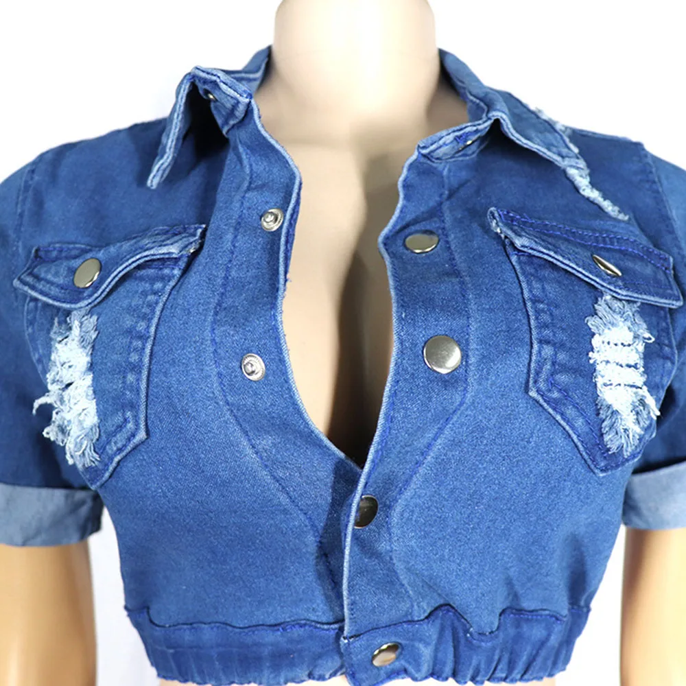 

2XL African Women Two Piece Skirt Set Ripped Tassel Denim Jackets Midi Sexy Bodycon Skirts 2 Pieces Suit Fashion 2020 Summer