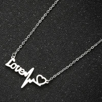2021 stainless steel heartbeat love cardiogram necklace jewelry heart beat ecg necklaces for women doctor nurse gift