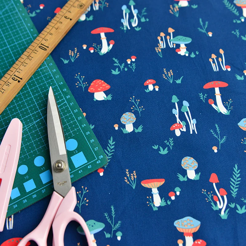 Полуметровая ткань из 100% хлопка с мультяшным принтом лисы гриба клубники для
