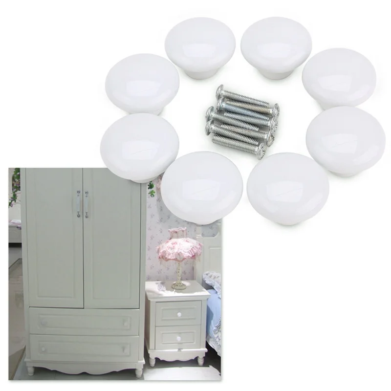Round Ceramic Door Knobs Kitchen Cabinet Cupboard Closet Drawer Furniture Pull Handle Accessories | Мебель