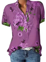 new blouse shirt large size casual shirt v neck short sleeve shirt women