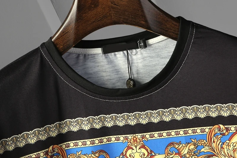 

Baroque Homme Fashion Cotton Short Sleeve Slim Tops Tees Garden Print T Shirts Gentleman Tshirts 2021 Summer Casual Streewear T2