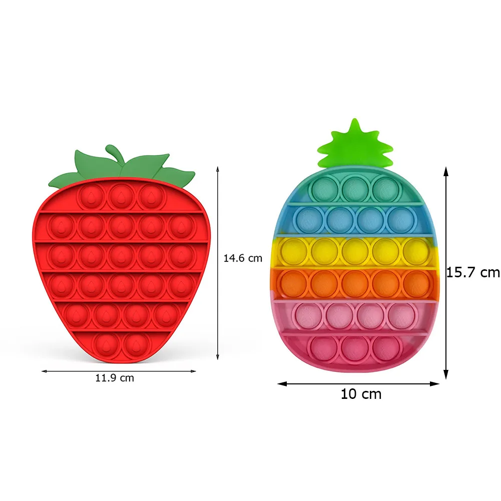 

Push Bubble Sensory Toy Autism Needs Squishy Stress Reliever Toys Kids Adult Antistress Fidget Strawberry Pineapple Rainbow Toys