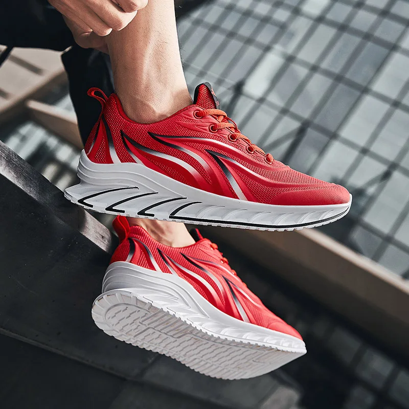 

Spring Men Shoes Flame Blade Bottom Sports Casual Shoes Flying Woven Breathable Hombre Walking Sneakers Fashion Youth Footwear