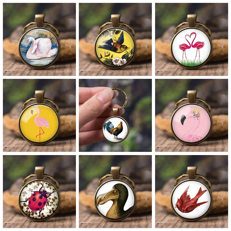 Красная и черная Божья коровка брелок насекомое корпус купол стеклянные Брелки