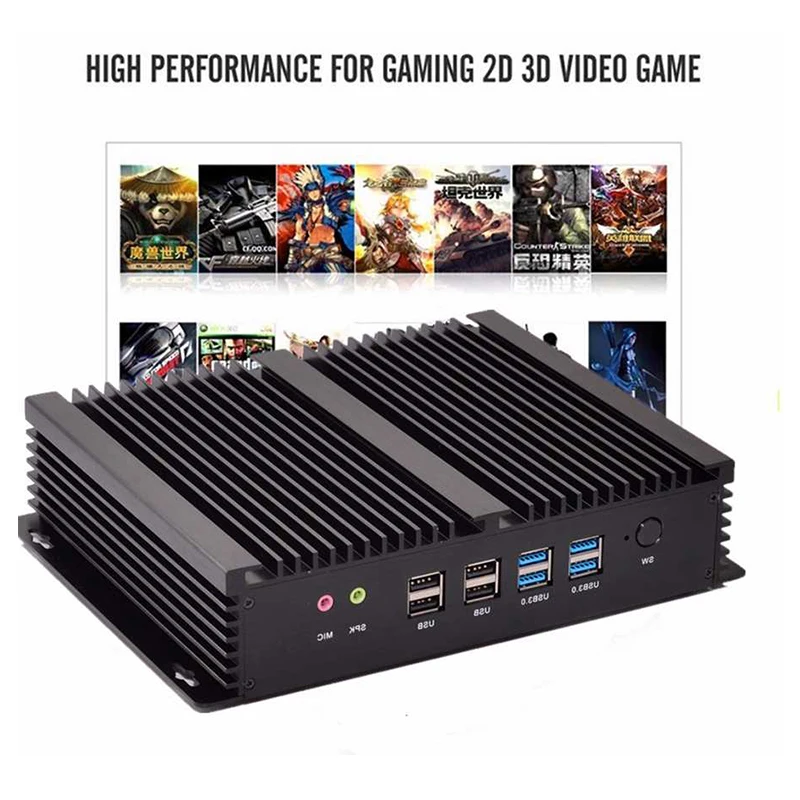 Безвентиляторный промышленный мини ПК Win10 Core i3 4010U i5 4200u i7 5550U 2 * Intel Gigabit Lans 6 RS232 8 USB