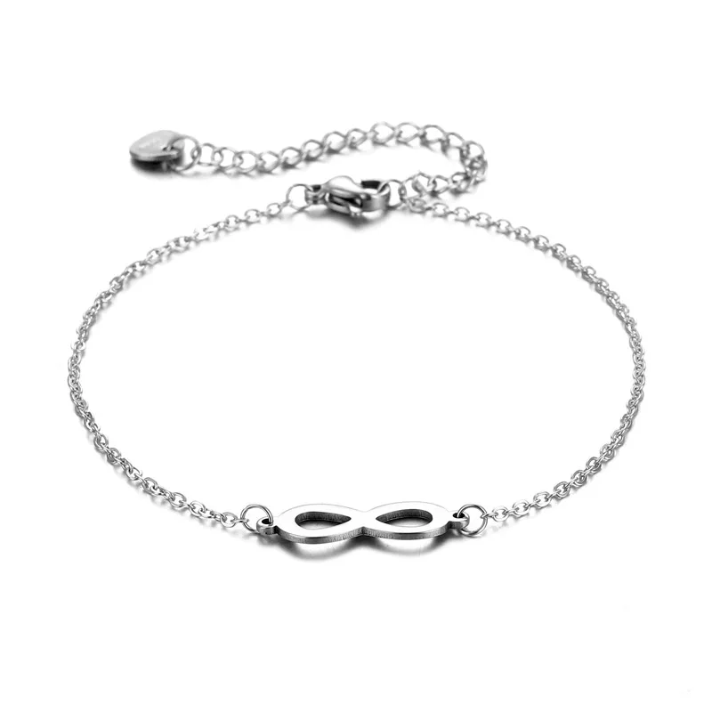 

Fashion Stainless Steel Silver Lucky 8 Infinity Symbol Bracelets for Women Girl Glamour Bracelet Jewelry Gifts Wholesal 2021