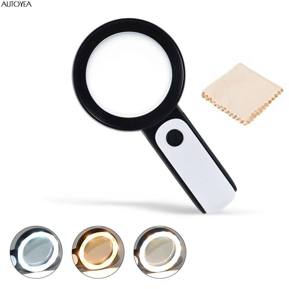 

30X Magnifying Glass Illuminated Magnifier With 18 LED Light Illumination Loupe Magnifiers Reading Glasses Magnification