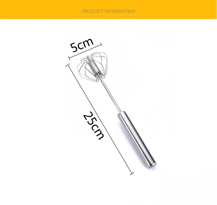 

Semi-automatic Mixer Egg Beater Self-Turning Stainless Steel Whisk Hand Egg Blender Egg Cream Oil Stirring Kitchen Tools Gadget