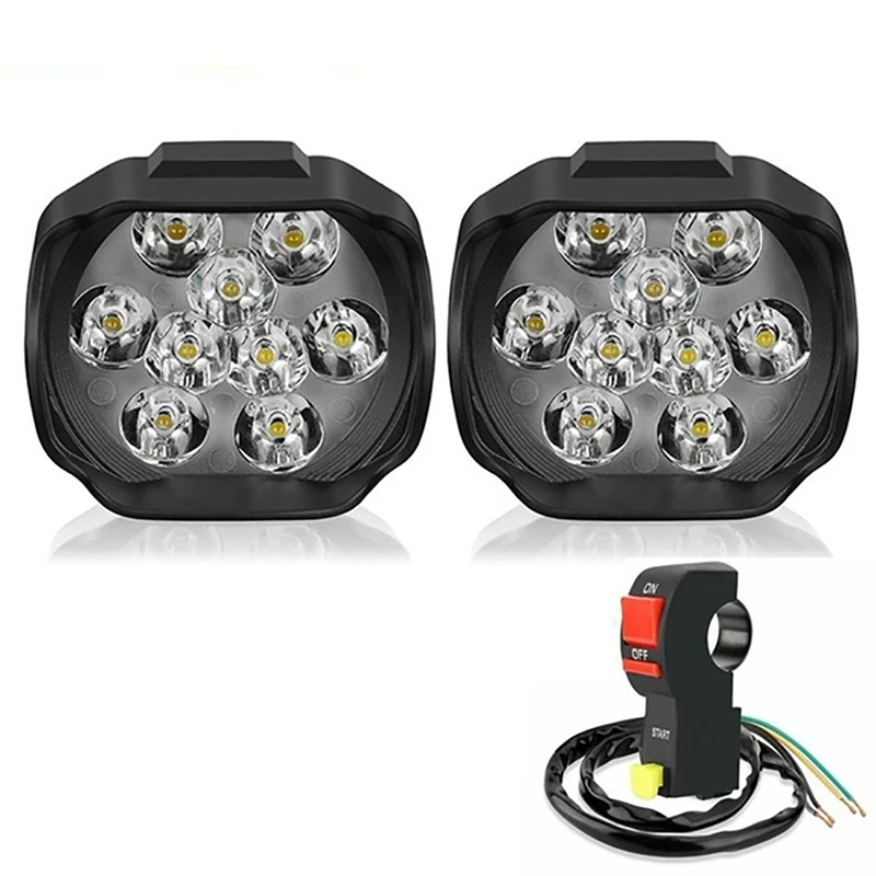 

Motorcycle Headlight 9 LED DC12V Super Bright Fog Spot White Work Light Internal Drive for Motorcycles Electric Bicycles