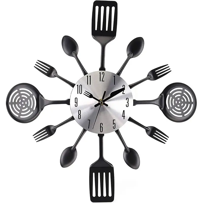 

Creative Metal Knife Fork Wall Clock Modern Home Decor Living Room Kitchen Wall Decor Cutlery Design Silent Wall Watch Gifts