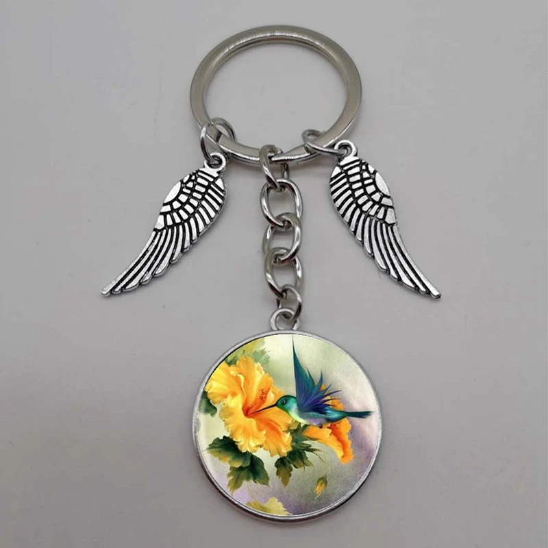 Брелок с голубым Колибри ручной работы подвеска колибри стеклянный ювелирные