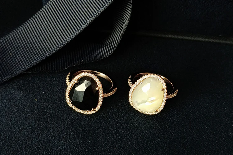 Люксовый бренд белого перламутра кольцо из розового золота Цвет Перламутр