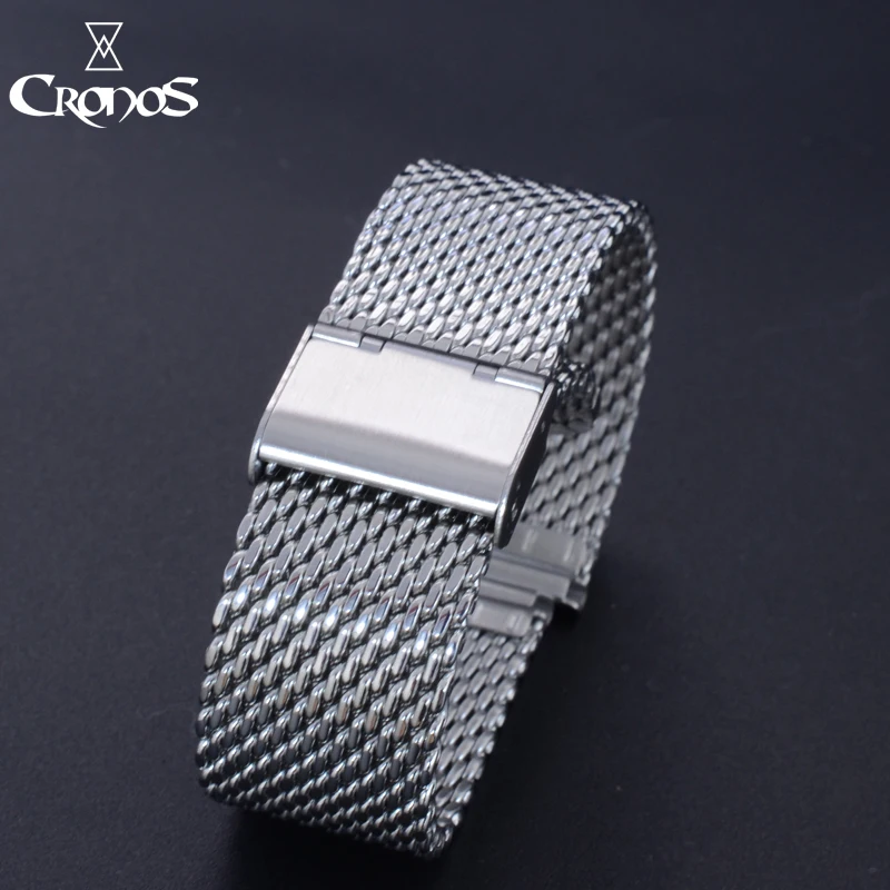 Детали для часов Cronos сетчатый ремешок из нержавеющей стали металлическая пряжка