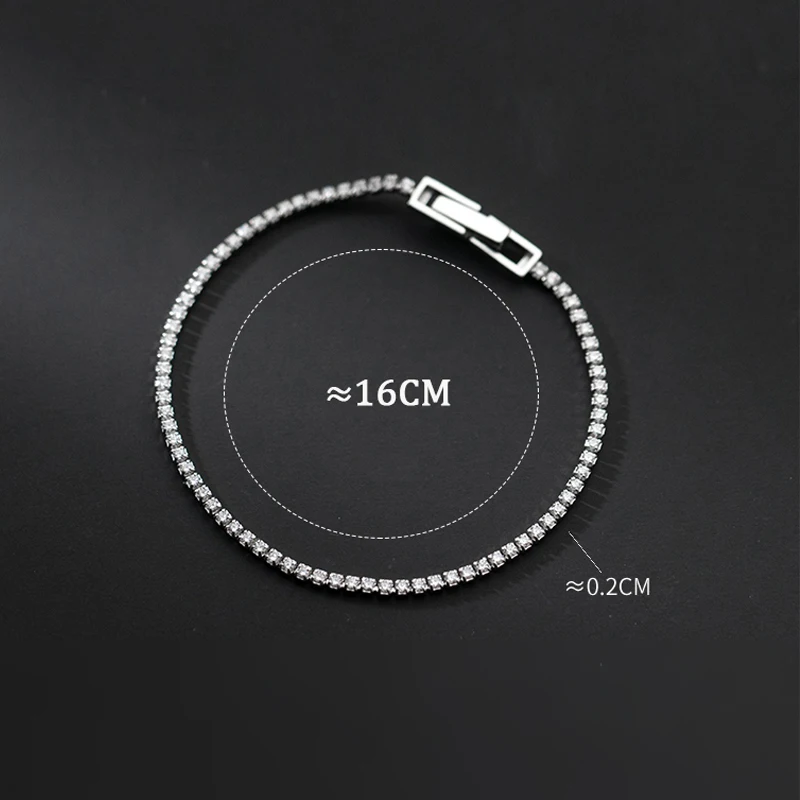 Женский браслет из серебра 925 пробы с квадратным цирконом длиной 16 см