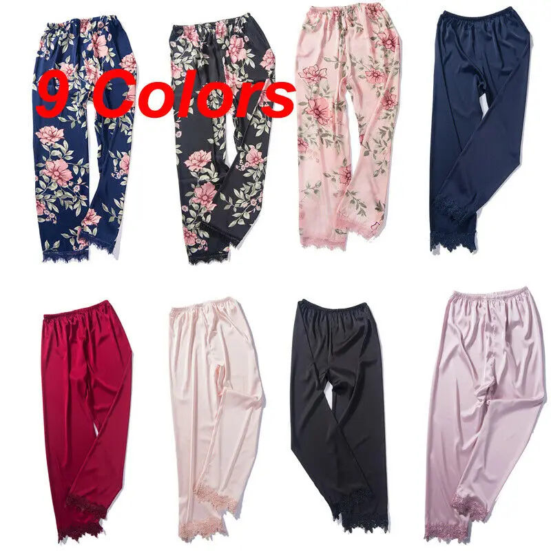 Мягкая удобная женская шелковая атласная пижама ночная рубашка брюки до