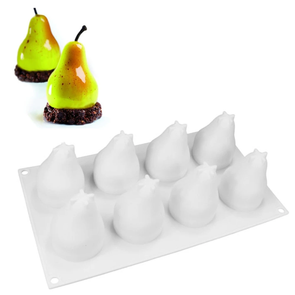 

8 Cavity Pear Shape 3D Silicone Cake Baking Mold For Mousse Truffle Brownies Pan Moulds Silicone Pastry Tool Cakes