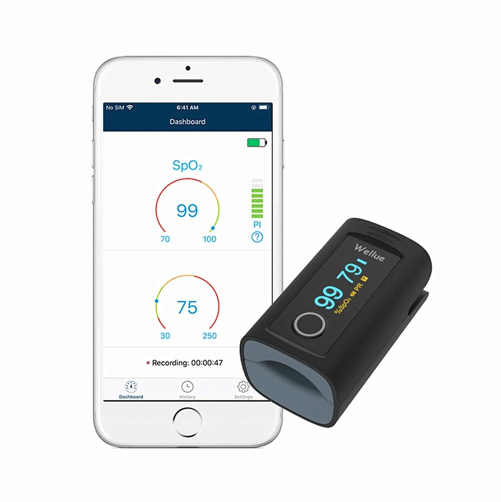Пульсоксиметр Wellue Oxysmart Bluetooth кислород в крови из пальца монитор насыщения с