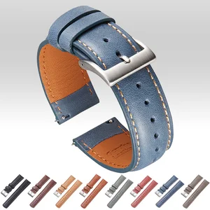 20mm 22mm watch strap for galaxy watch 4 classic bands 46mm 42mm real leather band for huawei watch3 pro honor amazfit bracelet 1 Item image