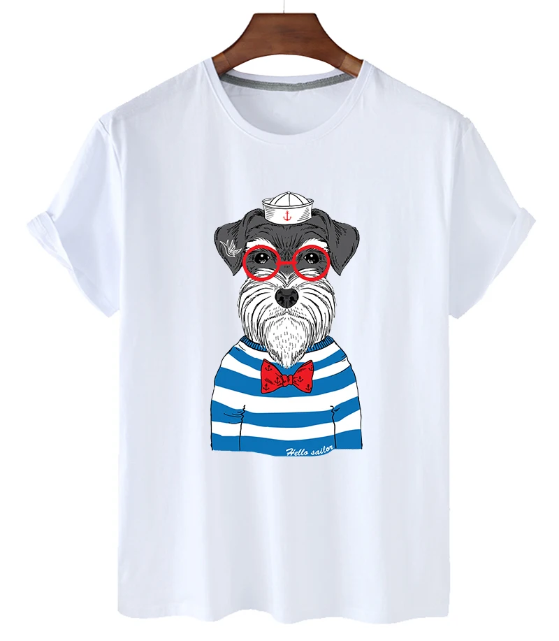 

100% Cotton Cute Dog Casual O-neck Loose Short-sleeved T-shirt Female Summer Short-sleeved Plus Size T-shirt Unisex Top S-4XL