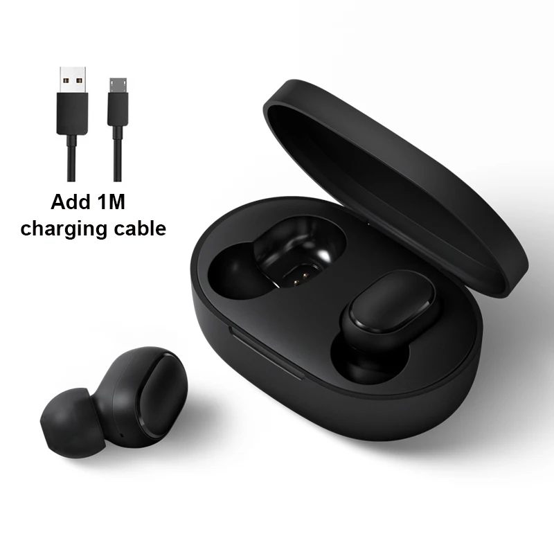 Xiaomi Redmi Airdots TWS Bluetooth наушники стерео басы BT 5,0 Eeadphones с микрофоном Handsfree Наушники управление AI - Цвет: Airdots add cable