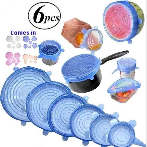 6 шт. набор силиконовых эластичных крышек универсальная силиконовая пищевая