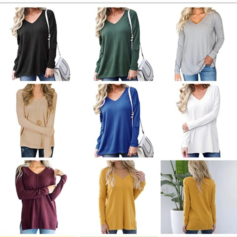 Длинный трикотажный свитер для женщин 2019 осенне-зимний вязаный пуловер