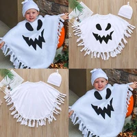 toddler kids baby halloween cosplay costume white ghost cloak tassels batwings poncho cape with beanie hat oufits 2 6t