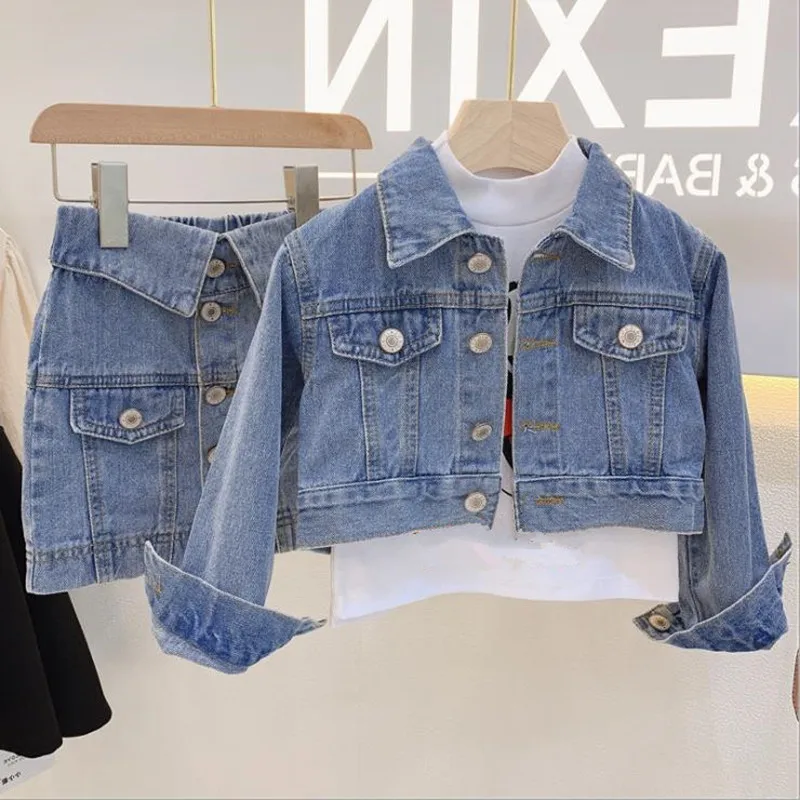 DFXD весенние детские комплекты модные костюмы из 2 предметов джинсовая куртка с