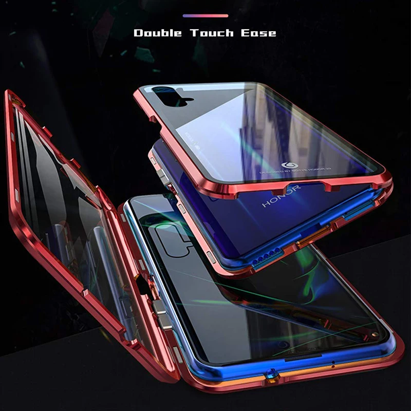 Luxury Magnetic Absorption Metal Flip Cases for Huawei Honor 20 20i 20Pro Lite Phone Cover Double Sided Glass Honor20 Pro I 2019 | Мобильные