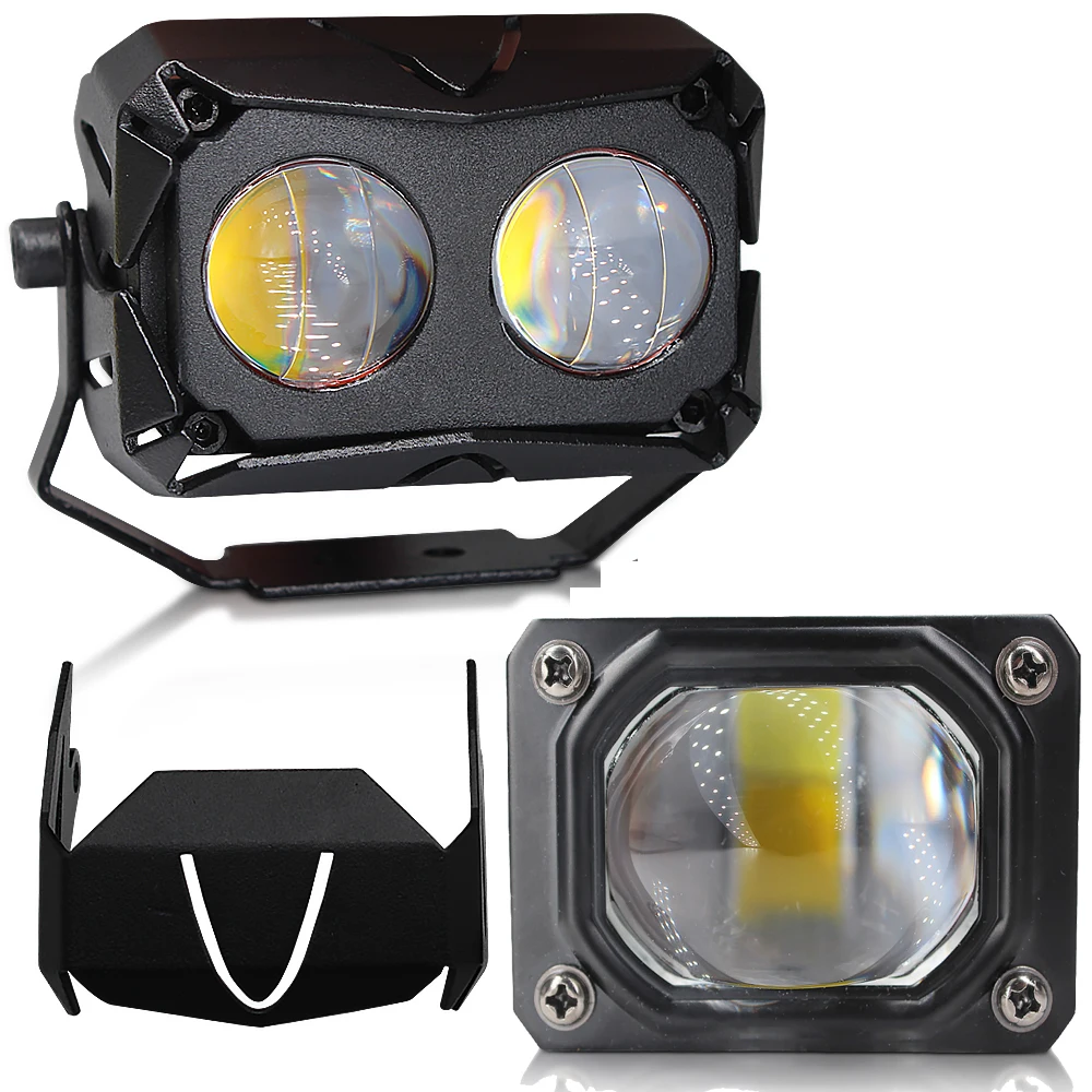Двухцветные 3D светодиодные фары для мотоцикла с мини объективом проектора