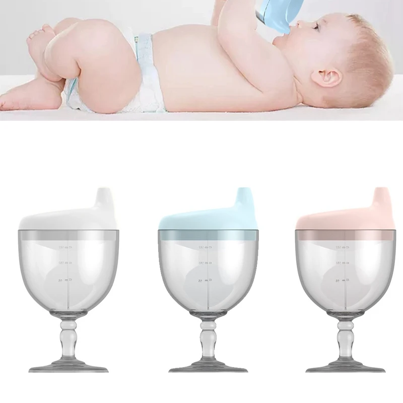

150ML Baby Infant Learning Drinking Bottles Creative Wine Glass Shaped Kids Toldder Nursing Bottle Feeding Goblet Duckbill Cup