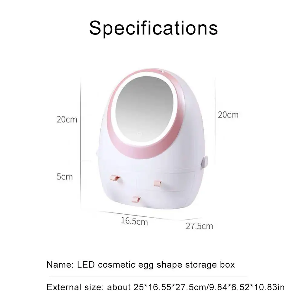 Коробка для хранения косметики с светодиодный светильник зеркало Портативный