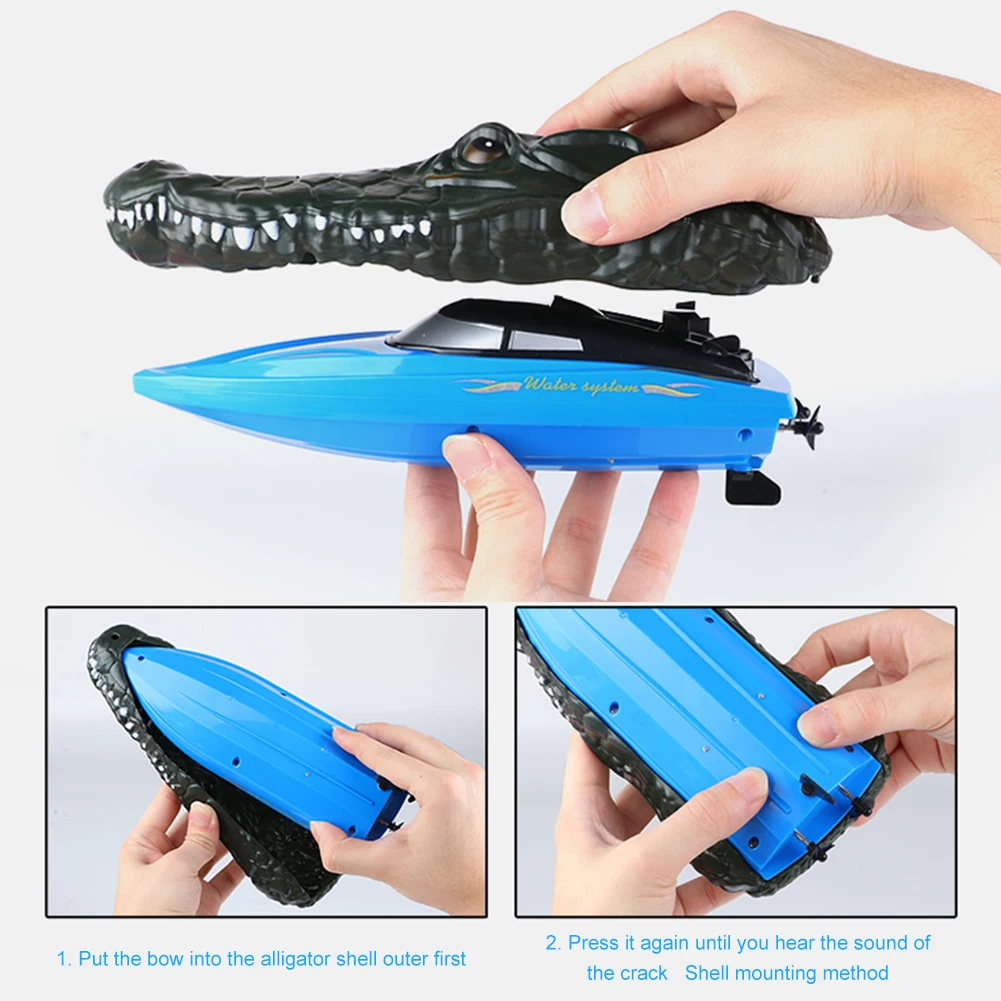 

2.4GHz RC Boat With Simulation Alligator Head 4 Channel Remote Control Electric Racing Boat For Pools Lakes Pond beautifully