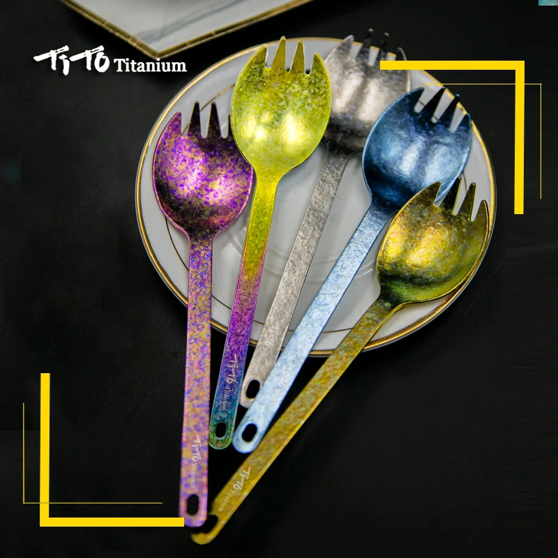 Титановая Ложка для кемпинга 13 8 г|titanium fork|titanium sporktitanium spoon |