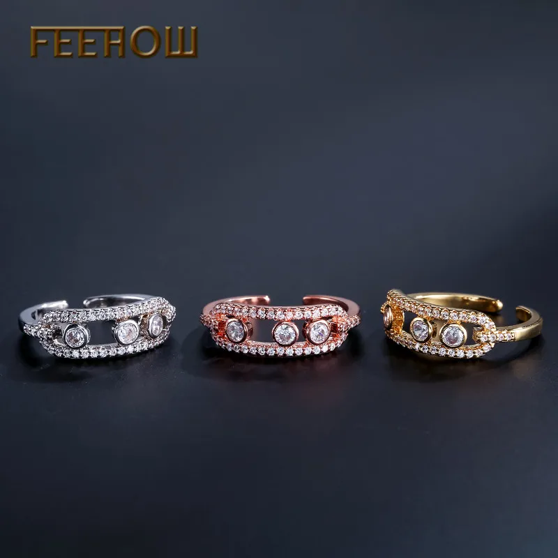 FEEHOW высокое качество кубического циркония панк стиль движение камень проложить