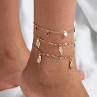 3 pcsset bohemian pineapple bell anklet set fashion handmade ankle bracelet for women summer foot chain beach barefoot jewelry