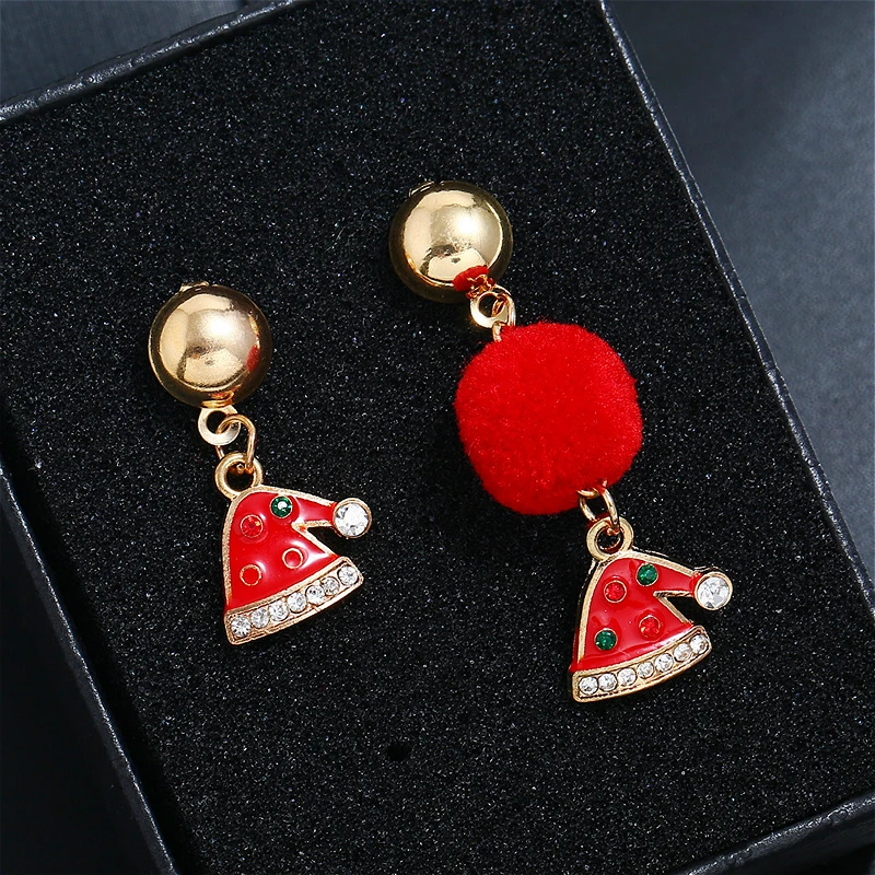 

Fashion Christmas Earrings 2020 Trendy Women Enamel Rhinstone Christmas Hat Dangle Drop Earrings Jewelry Xmas Party Accessories