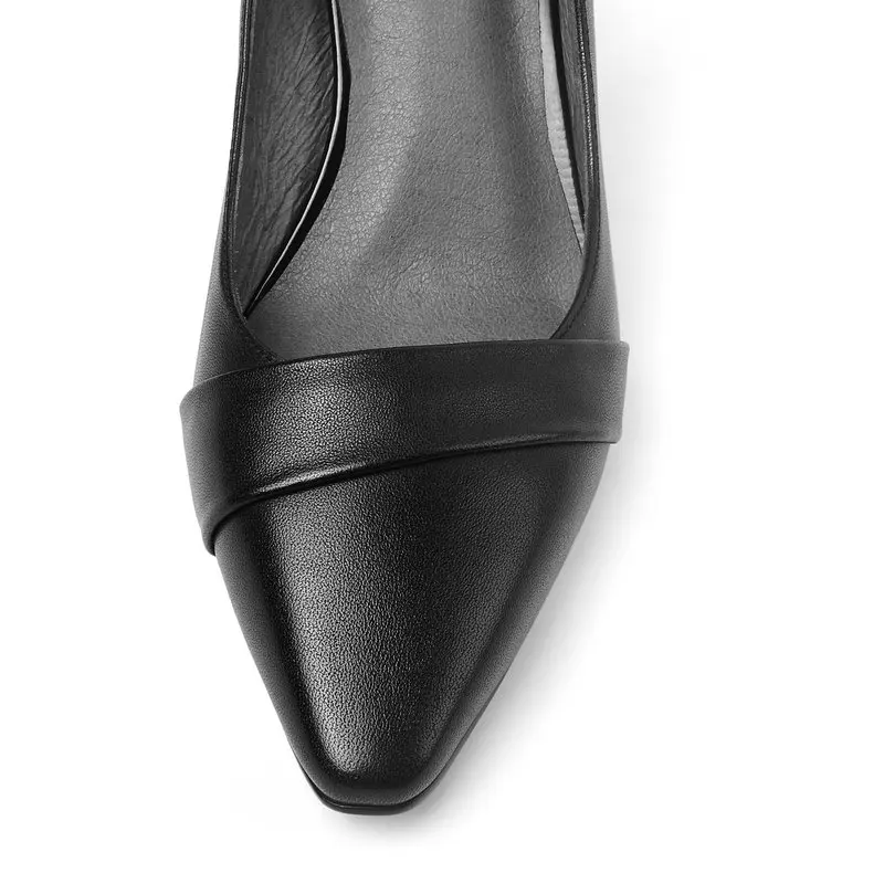 

Autumn Square High Heels Pumps Black Genuine Leather Elegant Office Lady Pumps Sexy Pointed Toe Party Shoes Women