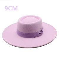 9cm wide brim bowknot bowler hat ladies elegant retro style british woolen jazz hat autumn and winter solid color panama hat