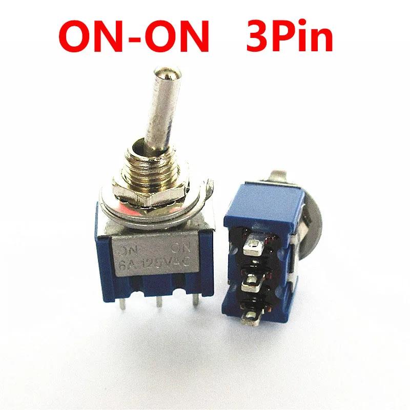 10 шт./5 шт. миниатюрный переключатель однополюсный двойной бросок SPDT DPDT ON-OFF-ON 120VAC 6A