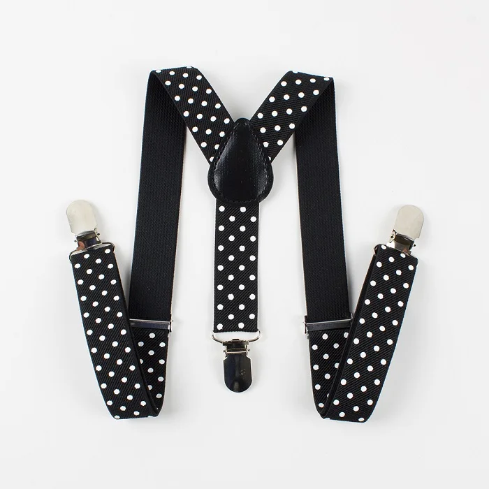 black 1 предмет, детские костюмы в горошек, подтяжки, 3 зажима, регулируемые рубашки Детские подтяжки для маленьких мальчиков, подтяжки с поясом - Цвет: black