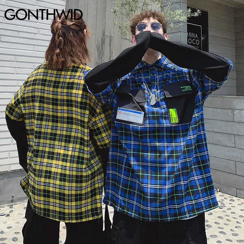 GONTHWID Поддельные 2 шт. мульти пуловер с карманами Длинные рукава кнопки вниз